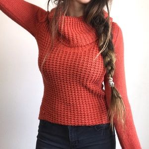 Angel of the North Waffle Knit Cowlneck Sweater